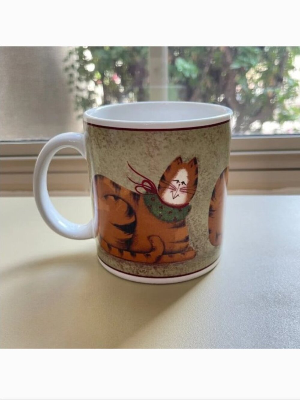 Christmas Cats Mug Cup Fiddlestix Sakura Orange Black Kitty Holiday Stoneware